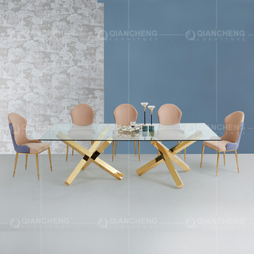 95inch Rectangle Glass Top Dining Table 4 Seater Glass Dining Table With Chairs