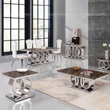 Brown Marble Top 201 304 SS Console Table Furniture for Living Room