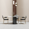 Black Metal Dia 130x75cm Marble Top Round Dining Table long lasting wear Black Metal Dia 130x75cm Marble Top Round Dining Table long lasting wear
