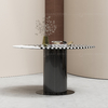 Black Metal Dia 130x75cm Marble Top Round Dining Table long lasting wear Black Metal Dia 130x75cm Marble Top Round Dining Table long lasting wear