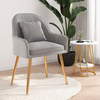 Sturdy SS Dining Chairs Gold Leg Grey Velvet Cushion Side Chair