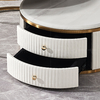 0.22m3 Mirror SS Coffee Table Set With Storage 2 Drawers Stone And Marble Top