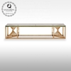 Gold Silver OEM Stainless Steel TV Stand With 12mm Tempered Glass