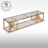 Gold Silver OEM Stainless Steel TV Stand With 12mm Tempered Glass
