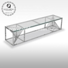Gold Silver OEM Stainless Steel TV Stand With 12mm Tempered Glass