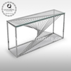 Tempered Glass 150x45x85cm SS Console Table French Style Gold Metal Legs