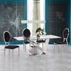 clear 0.4CBM Tempered Glass Dining Table V Shape SS201 Base For Restaurant