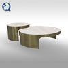Stainless Steel Coffee Table Set Brushed Champagne Gold 11mm Sintered Stone On Top