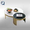 Stainless Steel Coffee Table Set Brushed Champagne Gold 11mm Sintered Stone On Top