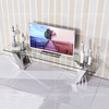 Clear 12mm Stainless Steel TV Stand Tempered Glass Top Living Room Furniture