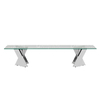 Clear 12mm Stainless Steel TV Stand Tempered Glass Top Living Room Furniture