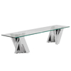 Clear 12mm Stainless Steel TV Stand Tempered Glass Top Living Room Furniture
