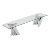 Clear 12mm Stainless Steel TV Stand Tempered Glass Top Living Room Furniture