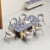 Modern 0.75CBM Luxury Marble Dining Table 86inchx40inchx30inch Plastic Bottoms