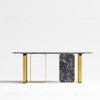 Modern 0.75CBM Luxury Marble Dining Table 86inchx40inchx30inch Plastic Bottoms