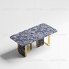 Modern 0.75CBM Luxury Marble Dining Table 86inchx40inchx30inch Plastic Bottoms