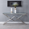 Clear Glass 151x40x75.5cm Stainless Steel Console Table French Style Console Table
