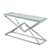 Clear Glass 151x40x75.5cm Stainless Steel Console Table French Style Console Table