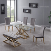 66kg 8 Seater Glass Dining Table With Steel Legs Rectangular Shape