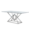 66kg 8 Seater Glass Dining Table With Steel Legs Rectangular Shape
