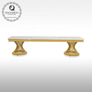 Metal 60kg Luxury TV Table For Living Room White Top Gold Frame