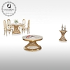 Metal 60kg Luxury TV Table For Living Room White Top Gold Frame