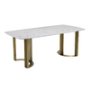 Italian 200x100x75cm Luxury Marble Dining Table Gold Stainless Steel leg