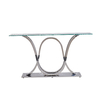 Living Room ODM Metal Console Tables Glass Top With Plastic Corner Feet Pads