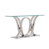 Living Room ODM Metal Console Tables Glass Top With Plastic Corner Feet Pads