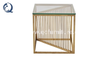 12mm Glass Stainless Steel Side Tables 49x49x51cm Golden Frame