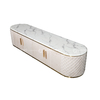 White PU Cover 20mm Marble Top TV Stand Gold Decoration With MDF Drawer