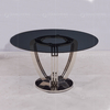 Silver Mirror Dia 135cmx75cm Tempered Glass Dining Table ring shaped chrome legs