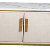 White PU Cover 20mm Marble Top TV Stand Gold Decoration With MDF Drawer
