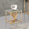12mm Glass Stainless Steel Side Tables 49x49x51cm Golden Frame
