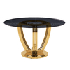 Silver Mirror Dia 135cmx75cm Tempered Glass Dining Table ring shaped chrome legs