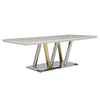 220x110x75cm Luxury Marble Dining Table White Marble Top Dining Room Table