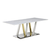 220x110x75cm Luxury Marble Dining Table White Marble Top Dining Room Table