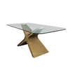 78inch Tempered Glass Dining Room Table Carbon Steel 8 Seater Dining Table