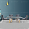 Modern 12mm Thick Tempered Glass Top Dining Table With Stainless Steel Base