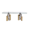 Modern 12mm Thick Tempered Glass Top Dining Table With Stainless Steel Base