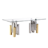 Modern 12mm Thick Tempered Glass Top Dining Table With Stainless Steel Base