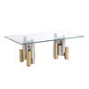 Modern 12mm Thick Tempered Glass Top Dining Table With Stainless Steel Base