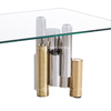 Modern 12mm Thick Tempered Glass Top Dining Table With Stainless Steel Base