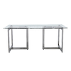 Qiancheng Stainless Steel Glass Top Dining Table 70x36x30inch No Folded