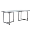 Qiancheng Stainless Steel Glass Top Dining Table 70x36x30inch No Folded