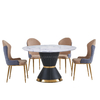 French Style 20mm Luxury Marble Dining Table 200x100x75cm Stainless Steel Frame