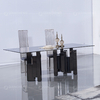 Clear 15mm Glass Dining Table And Chairs Black Stainless Steel Base Clear 15mm Glass Dining Table And Chairs Black Stainless Steel Base