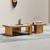 Gold Metal Marble Glass SS Coffee Table Brushed Champagne