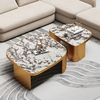Gold Metal Marble Glass SS Coffee Table Brushed Champagne