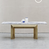Durable 180kg Rectangle Marble Dining 220cm Table Gold Stainless Steel Leg